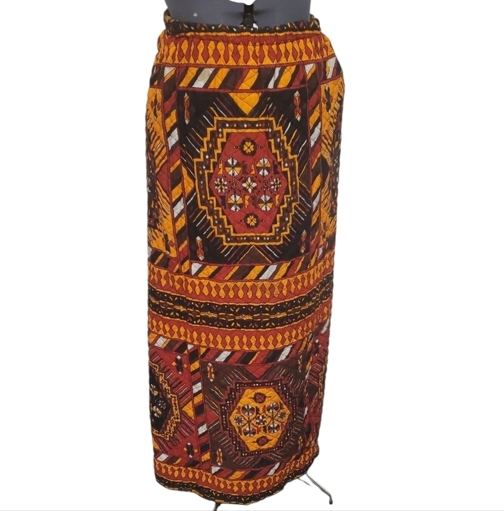Boho Tribal Print Maxi Skirt | Southwestern Earth Tone Cottage Core Size Large